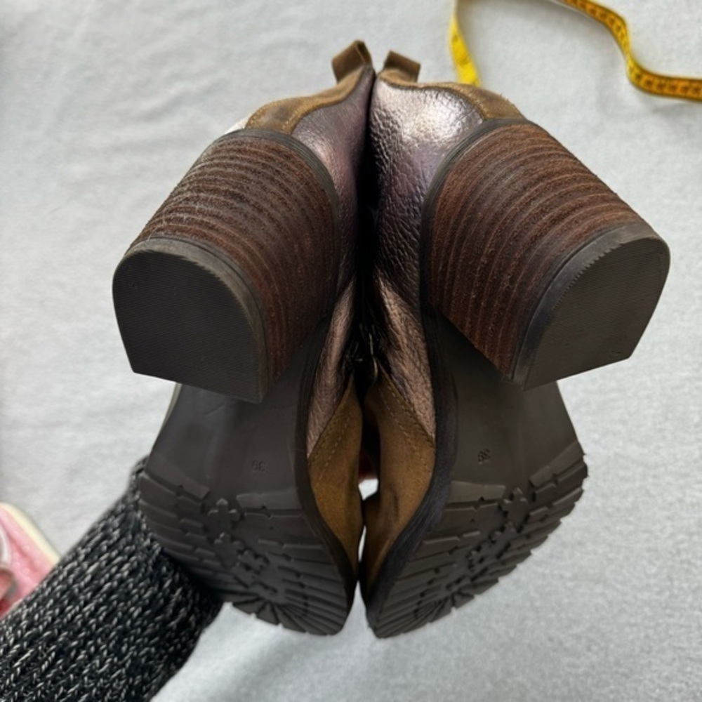 WANDA‎ PANDA EDITA lug sole side zip leather metallic  bootie Made in Spain - Picture 11 of 13